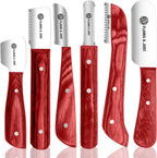 FLAMIA & JABZ FJ Professional Stripping Knife kit (6 pieces set) for Dogs & Pets, Wooden Handle Grip with Stainless Steel Blade (Right handed) (Blue) - Image 13