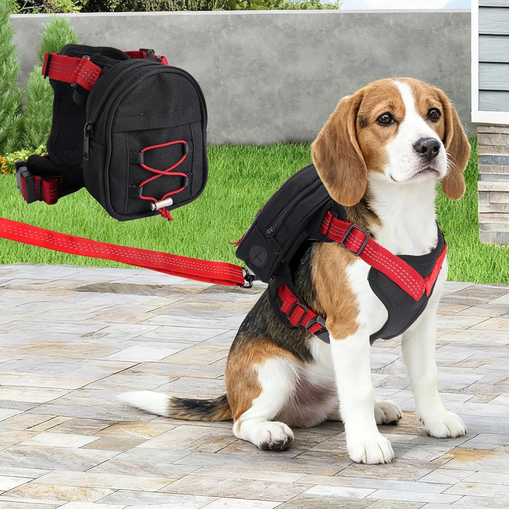 Moysoon adjustable dog backpack harness black medium front view