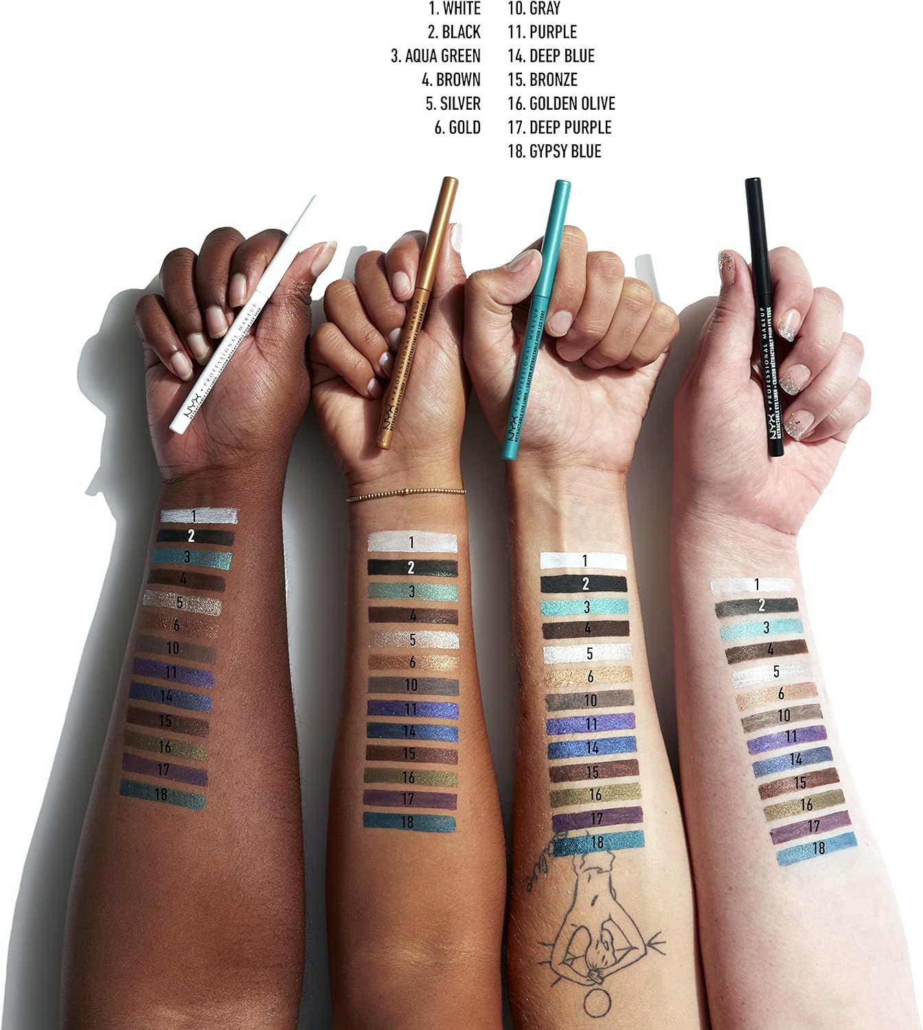 Smudge proof silver eyeliner pencil application look on model eyes