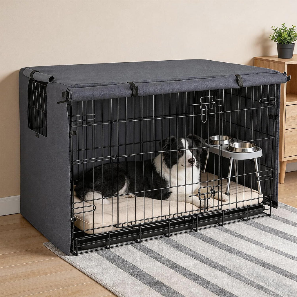 Pawise large dog cage cover in grey color side ventilation view