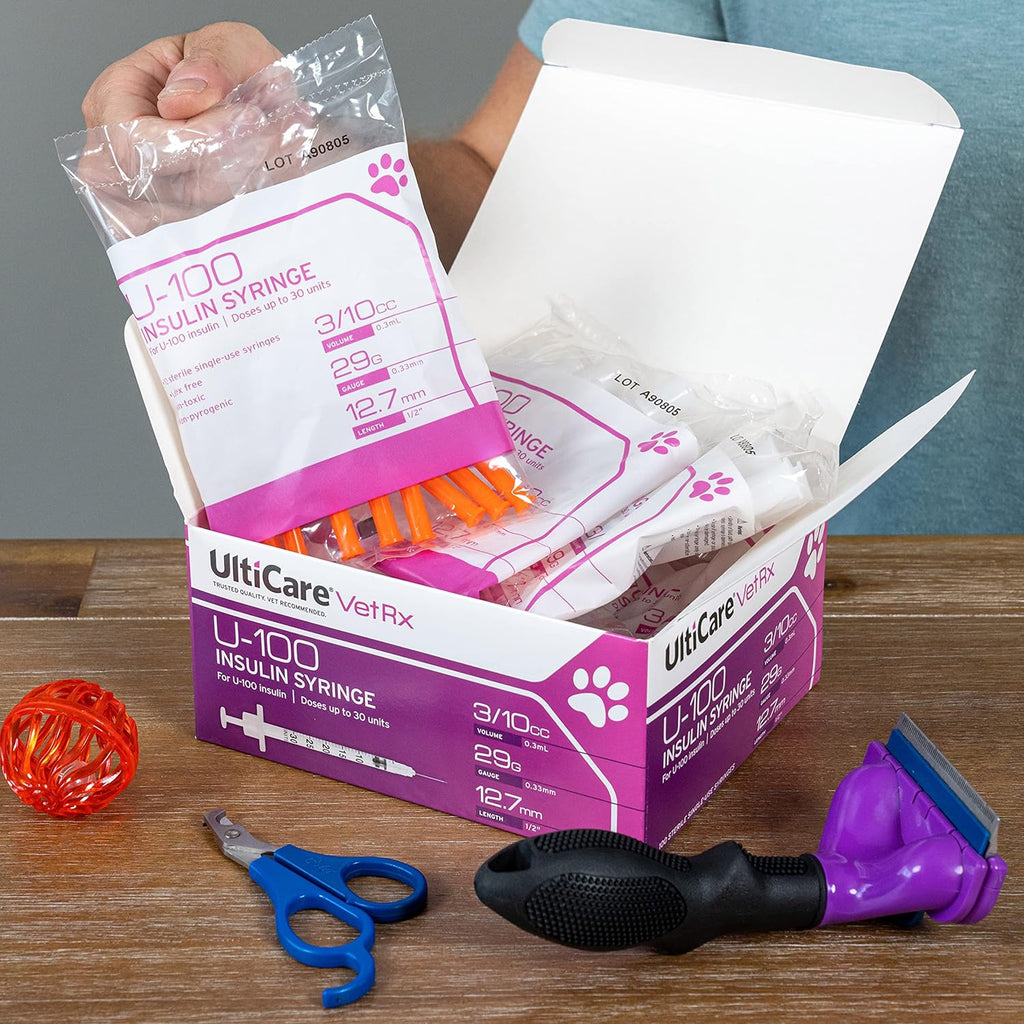 UltiCare VetRx U-100 Insulin Syringes for Pets, 3/10cc, 29G x 1/2", 100 Ct - Image 3