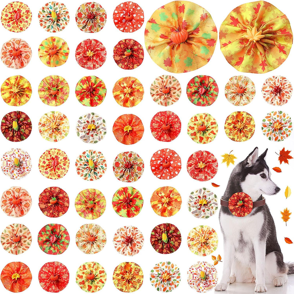 Huhumy 50 Pcs Summer Collar Bows for Dogs Hawaiian Bow Ties Flowers Charms Attachment for Small Medium Large Dogs Cats Collar Accessories Summer Party Costumes - Image 11