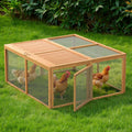 Chicken Coop Run Rabbit Cage No Assembly Portable Chicken Run Bunny House with Top & Side Opening Doors,Outdoor Small Animal Playpen Wooden Chicken Brooder Box Guinea Pig Cage 45"x 42"x 20" - Image 1