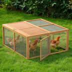 Chicken Coop Run Rabbit Cage No Assembly Portable Chicken Run Bunny House with Top & Side Opening Doors,Outdoor Small Animal Playpen Wooden Chicken Brooder Box Guinea Pig Cage 45"x 42"x 20" - Image 1