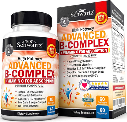 BioSchwartz Vitamin B Complex with Vitamin C front bottle view for daily energy support