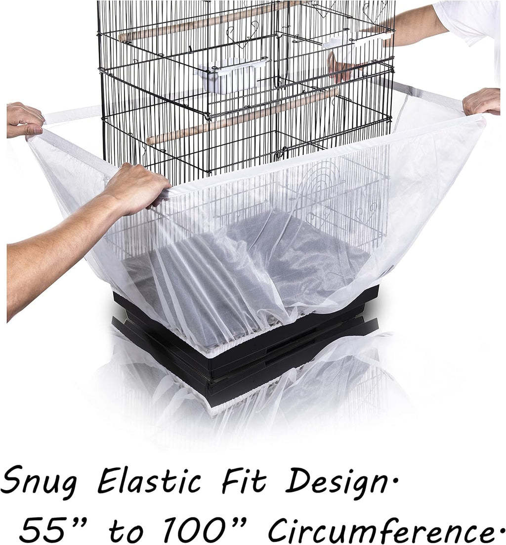 Tamu style Bird Cage Seed Catcher, Stretchy Mesh Skirt, 55-100 inch, White - Image 6