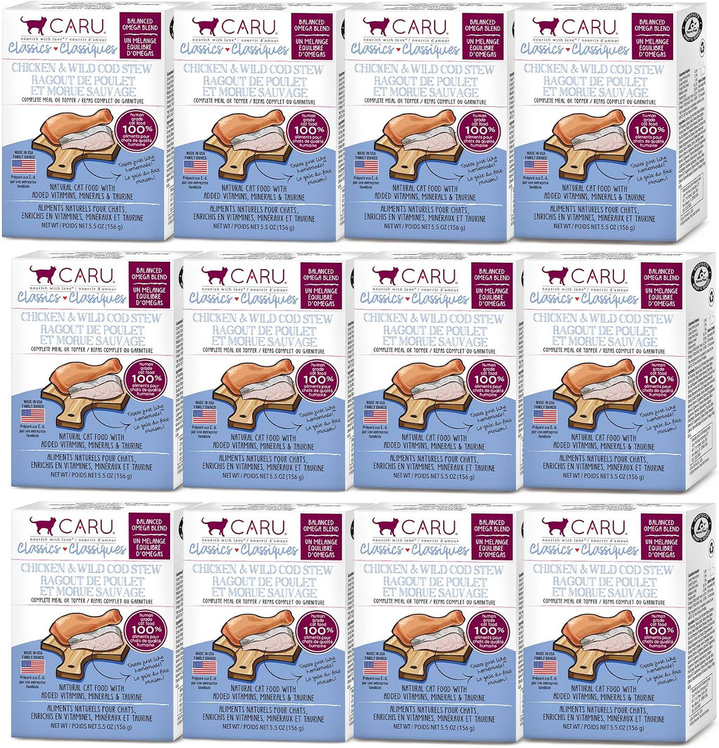 Caru Classics Chicken and Wild Cod Stew 12 pack carton front view