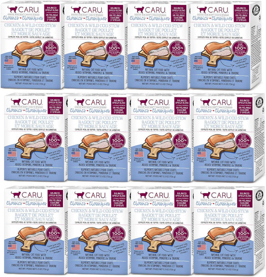 Caru Classics Chicken and Wild Cod Stew 12 pack carton front view