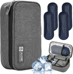 ALLCAMP Insulin Cooler Travel Case front view showcasing the durable gray Oxford fabric and premium dual zipper closure for diabetic medication security.