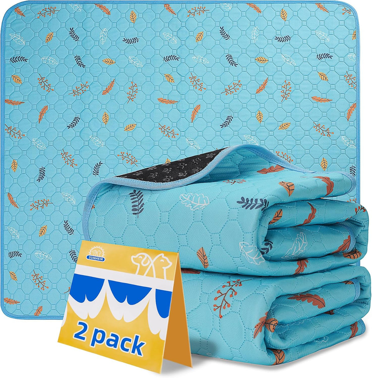Sunheir Washable Pee Pads for Dogs , Thick Heavy Absorbency Reusable, Prevent Leakage, Waterproof , Non-Slip Pee Pads for Puppy Playpen, Crate, Whelping Box, Potty Training, Grey, 2 packs - Image 10