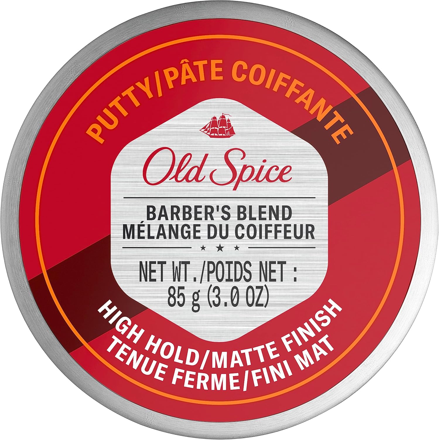Old Spice Barber Blend hair styling putty container front view