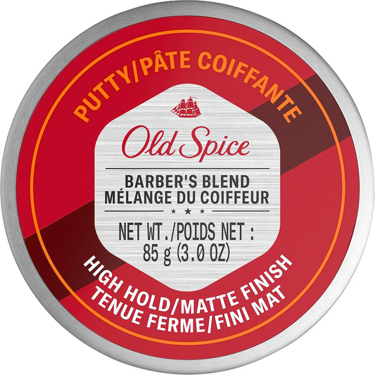 Old Spice Barber Blend hair styling putty container front view