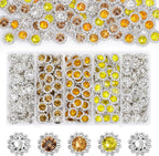 Qpretty Du 12mm flower sew on rhinestones front view packaging and crystals