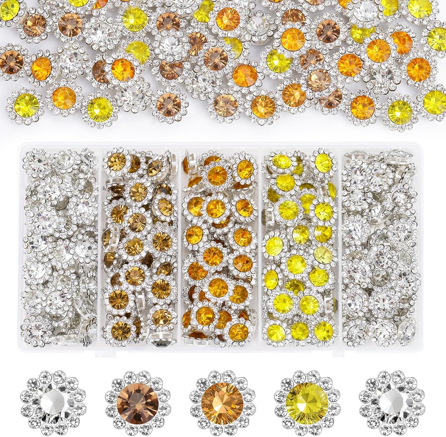 Qpretty Du 200 Pcs 12mm Flower Shape Sew On Rhinestones Front View