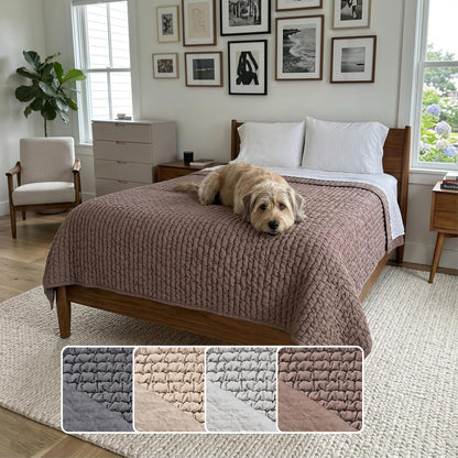 PAULATO BY GA.I.CO. Waterproof Blanket for Bed - Queen Absorbent Couch Cover - Machine Washable Stain-Proof Pad for Large Sofa - Pets Dogs & Cats Friendly Protector - Soft Taupe - Image 14