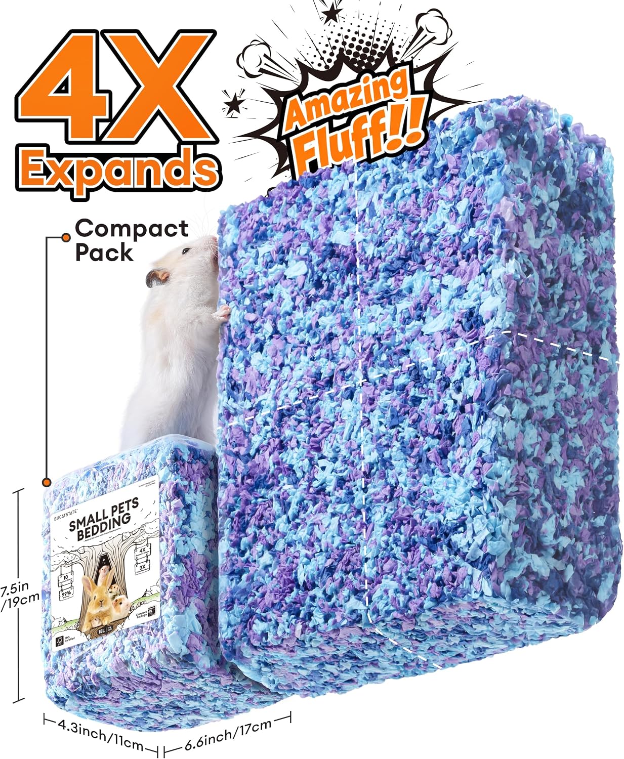 BUCATSTATE Hamster Bedding 70L, Truly 99% Dust-Free Small Animal Paper Bedding Odor Control, Cozy Hamster Litter for Rabbit Rat Syrian Dwarf Hamsters Gerbils (Harvest Sunset) - Image 2