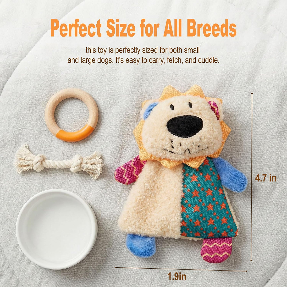 Side profile of Nyktavos no-stuffing dog toy
