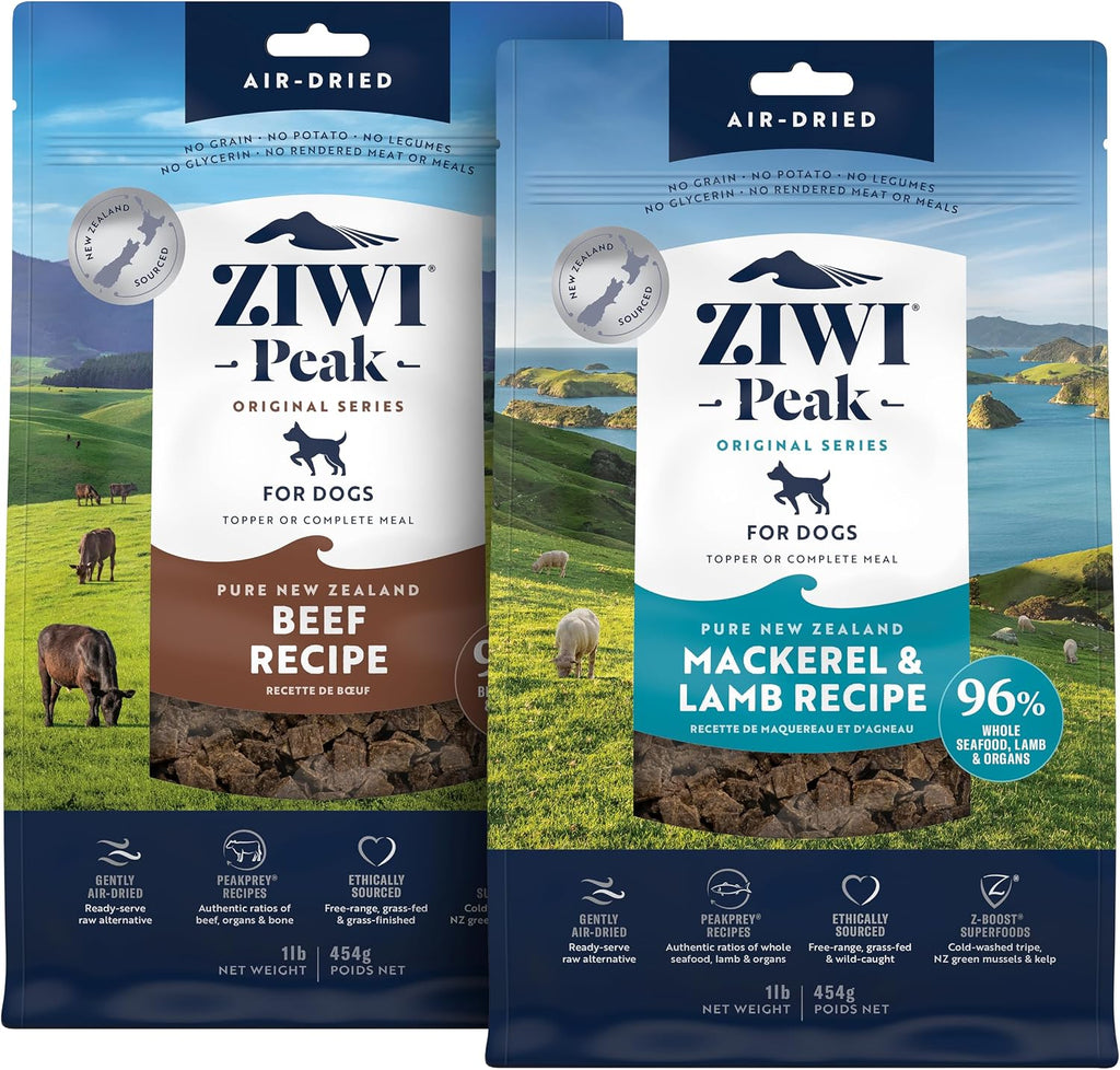 ZIWI Peak air dried dog food mackerel lamb and beef bundle front view packaging