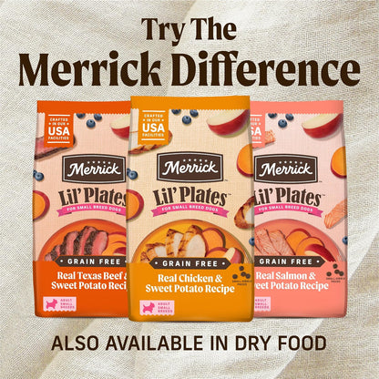 Merrick Lil' Plates Grain Free Dinner Duos Soft Natural Wet Small Dog Food Variety Pack, Beef and Chicken - (Pack of 12) 3.5 lb. Tubs - Image 11
