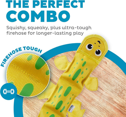 Durable firehose material texture on Outward Hound lizard toy