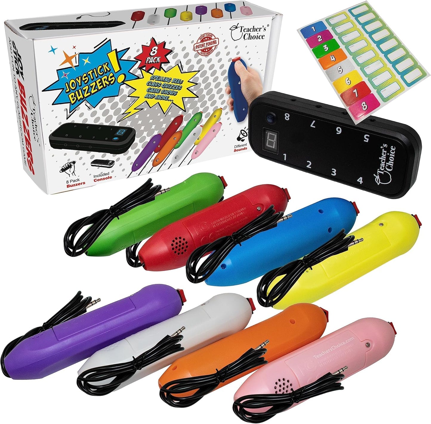 Teachers Choice 8 Color Handheld Buzzer Game System front view
