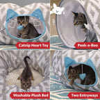 Kitty City white cat tunnel bed angled perspective