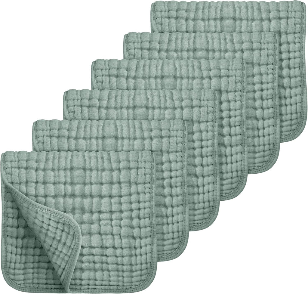 Looxii muslin burp cloths 6 pack dark green front view