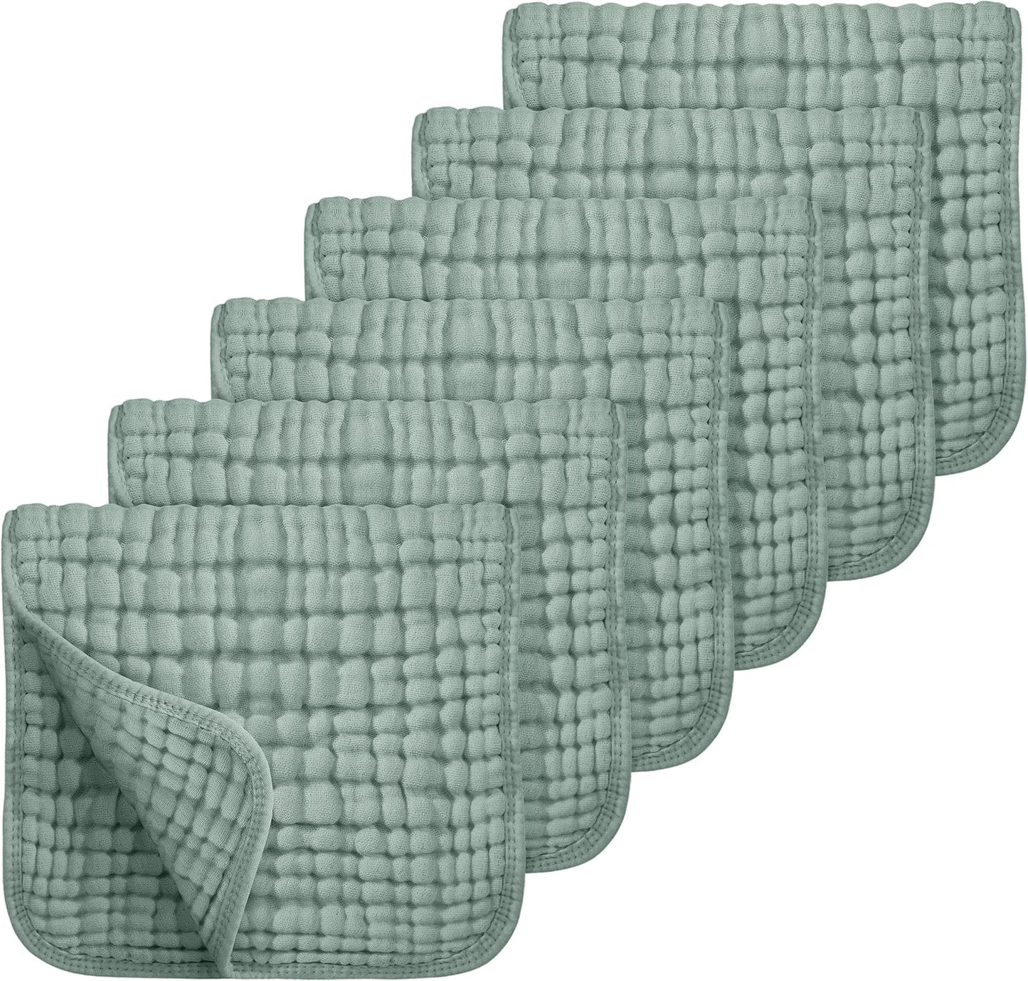 Looxii muslin burp cloths 6 pack dark green front view