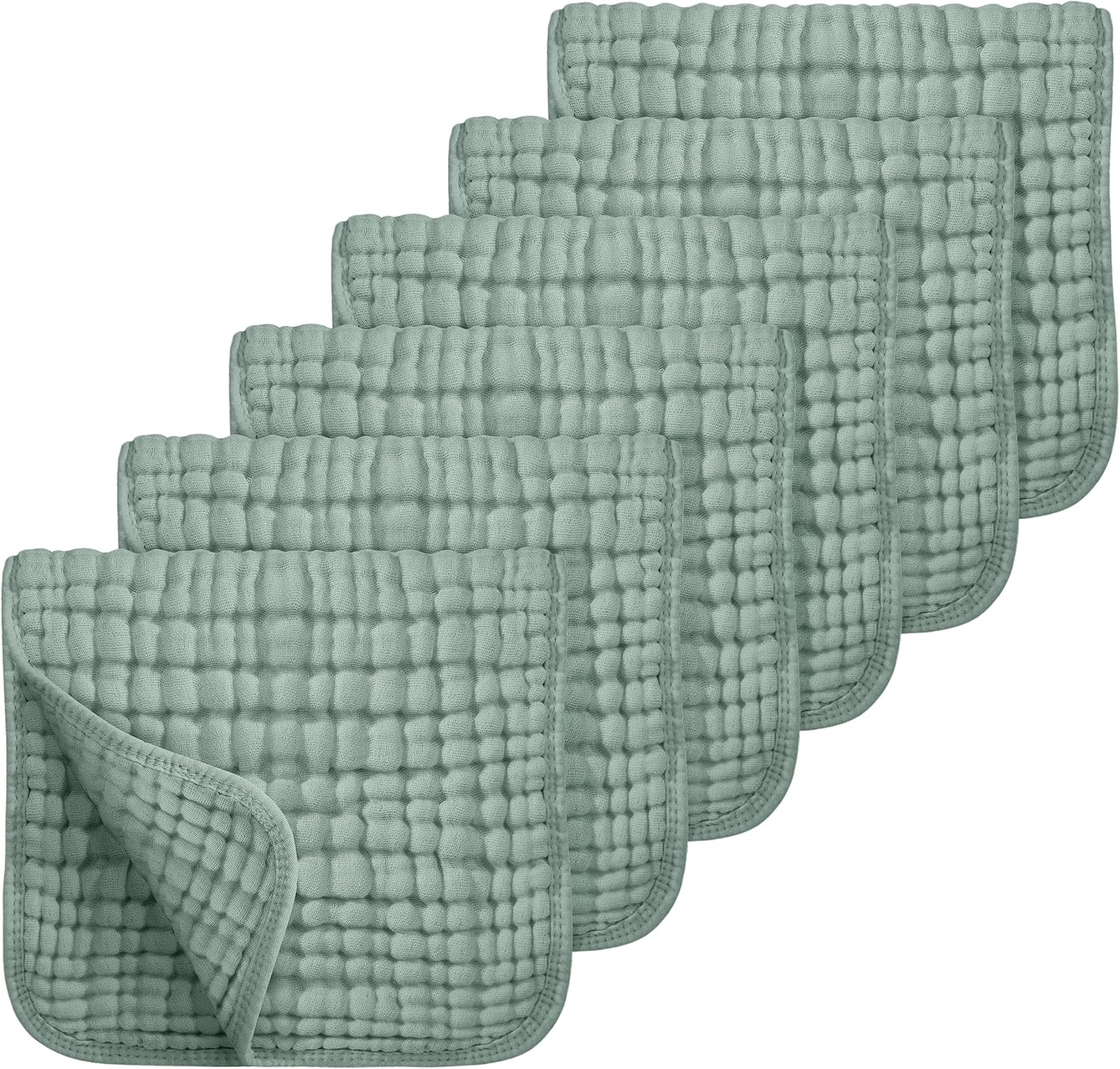 Looxii muslin burp cloths 6 pack dark green front view
