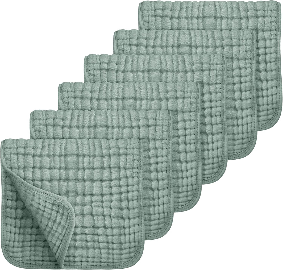 Looxii muslin burp cloths 6 pack dark green front view