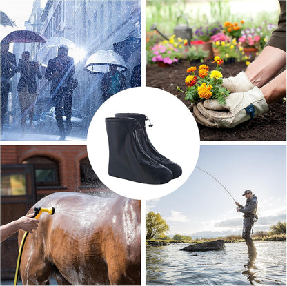 JEVRKAPZ reusable rain boots pack of two pairs highlighting the durable PVC construction