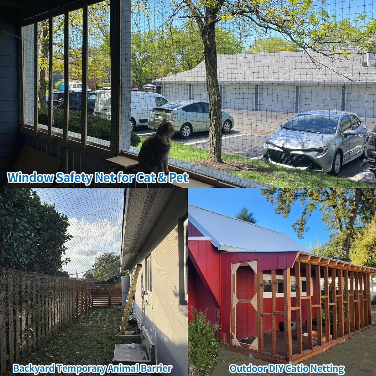 High visibility weather resistant catio netting for pets