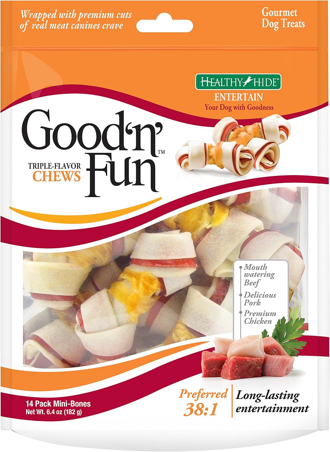 Good'N'Fun Triple Flavor Mini Rawhide Chews, 25-Count - Image 12
