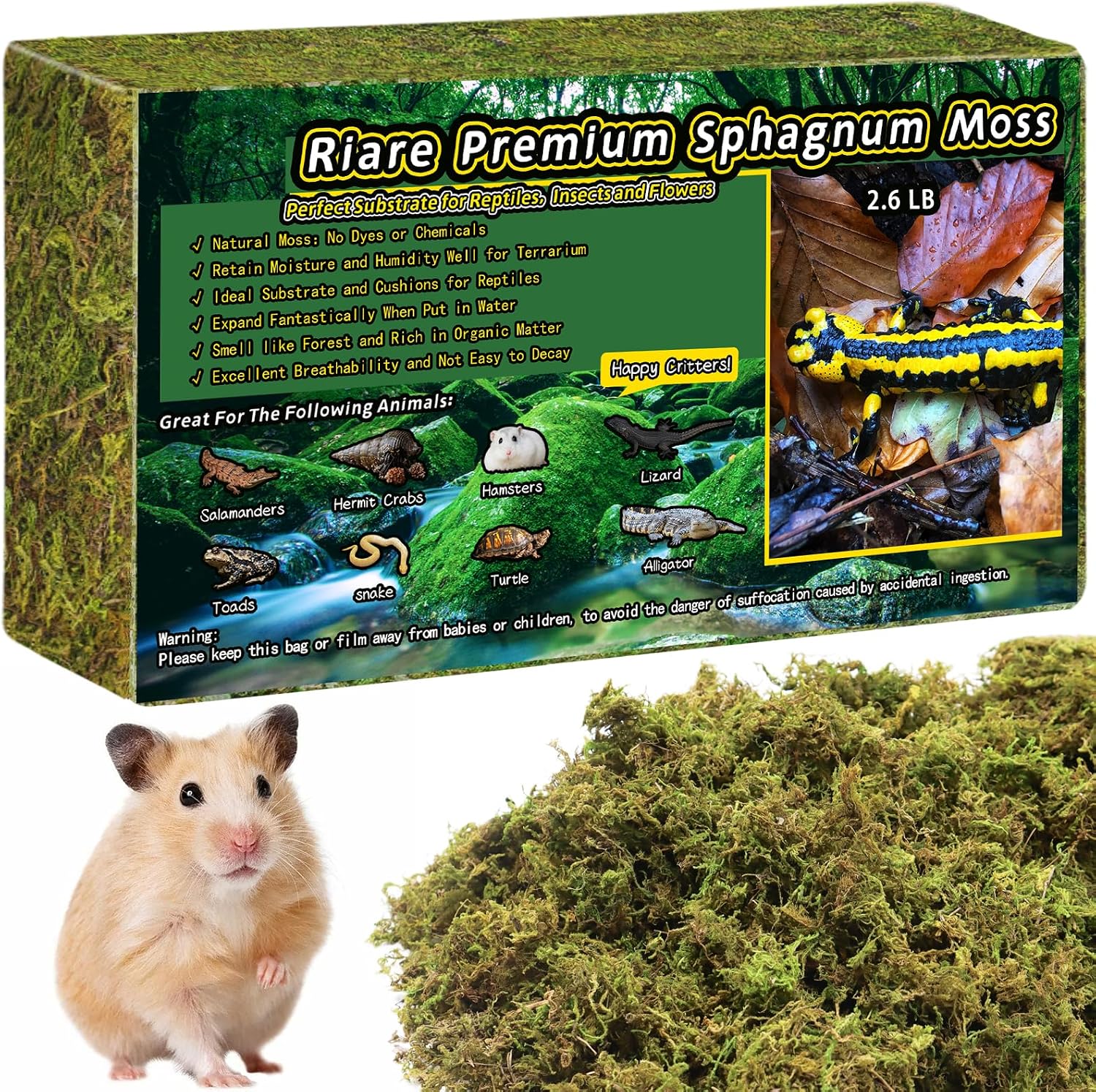 Riare 7 OZ Premium Sphagnum Moss for Reptiles- 10QT Natural Live Moss Reptile Moss Bedding for Terrarium, Hatching, Forest Sphagnum Moss Reptile Substrate for Snakes, Gecko, Turtles, Frogs, Leopard - Image 10