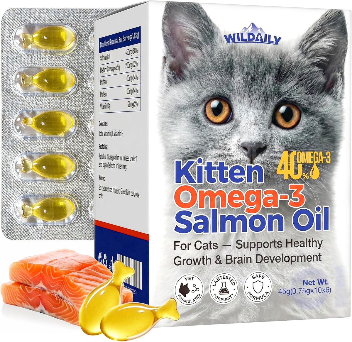 Planopaws high DHA omega 3 fish oil for cats 60 count front bottle view