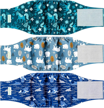 wegreeco Washable Male Dog Belly Band (Stylish Pattern) - Pack of 3 - Dog Diapers Male - Washable Male Dog Belly Wrap (Interstellar, Medium) - Image 9