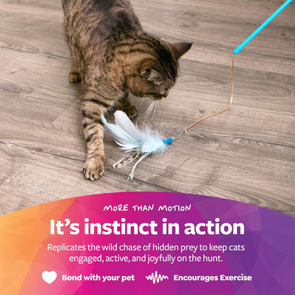 Retracted blue SmartyKat pet play wand showing compact storage design