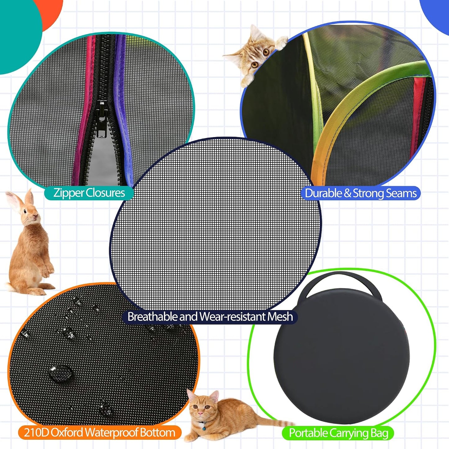 PLITTPETTS multi cat outdoor playpen with waterproof floor base
