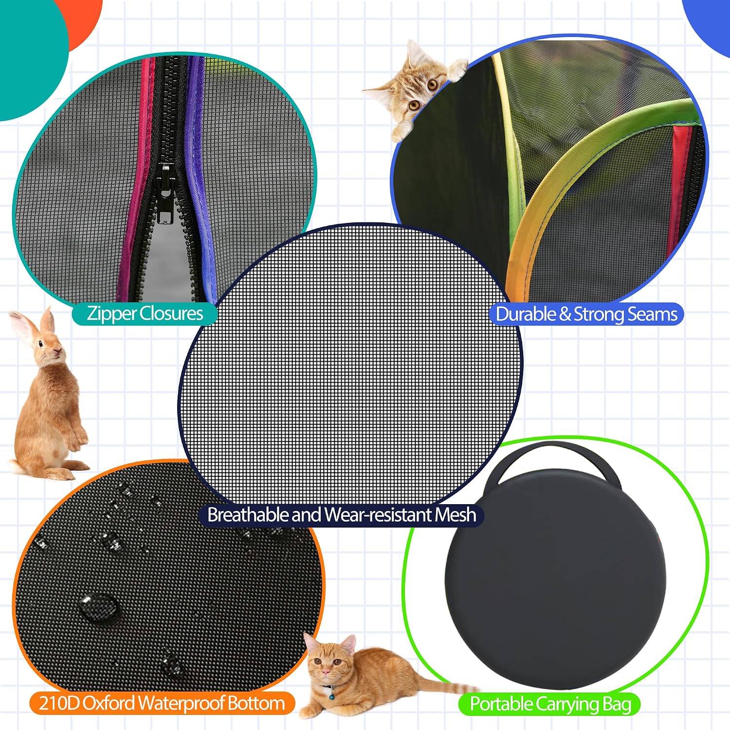 PLITTPETTS multi cat outdoor playpen with waterproof floor base