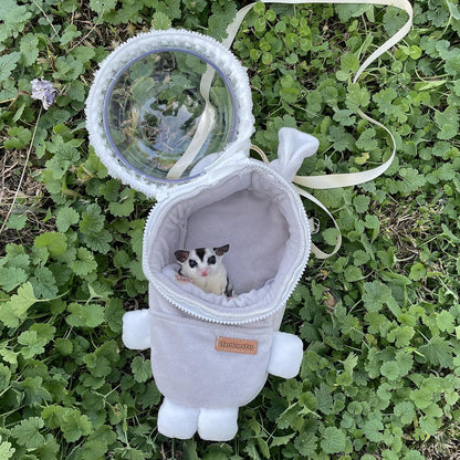 Hamster Carrier Rat Bag Cute Rabbit Shape Small Animal Sugar Glider Travel Pouch Gerbil Hedgehog Portable Travel Carrier Outdoor Hangbag Grey Squirrel Rat Carrier (Grey) - Image 6