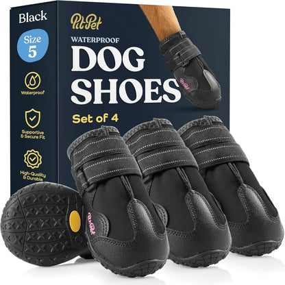 Pitpet waterproof dog shoes front view with non-slip sole