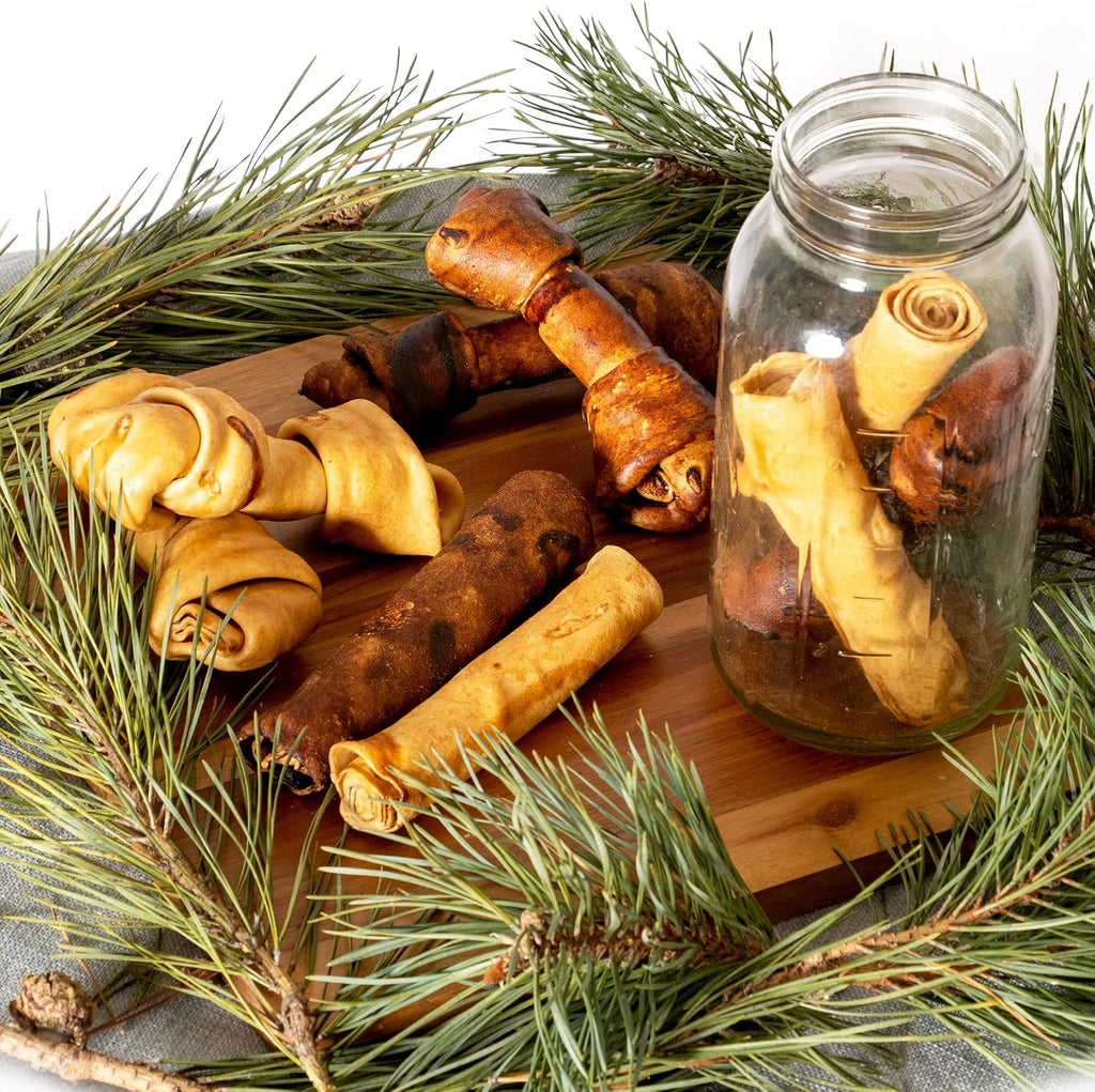 Pet Factory gluten free natural beefhide treats back packaging details