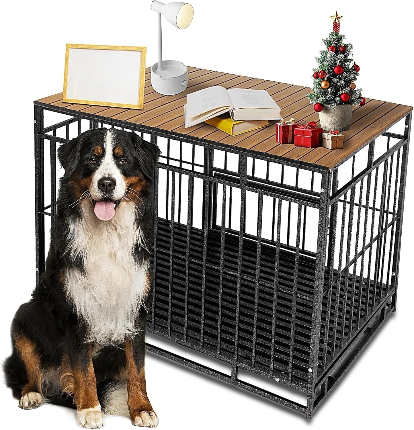 Dog Crate Topper Metal with Magnets for 36 Inch Crate - Aluminum Foldable Dog Kennel Topper Decorative Storage Pet Crate Table Walnut (Only Topper) - Image 10