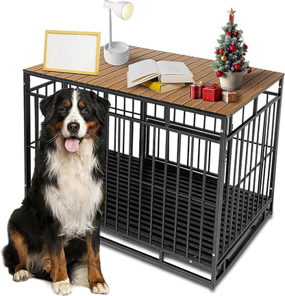 Dog Crate Topper Metal with Magnets for 36 Inch Crate - Aluminum Foldable Dog Kennel Topper Decorative Storage Pet Crate Table Walnut (Only Topper) - Image 10