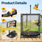 VIVOHOME 19 Inch Wrought Iron Travel Bird Cage for Cockatiel Parakeets - Image 5