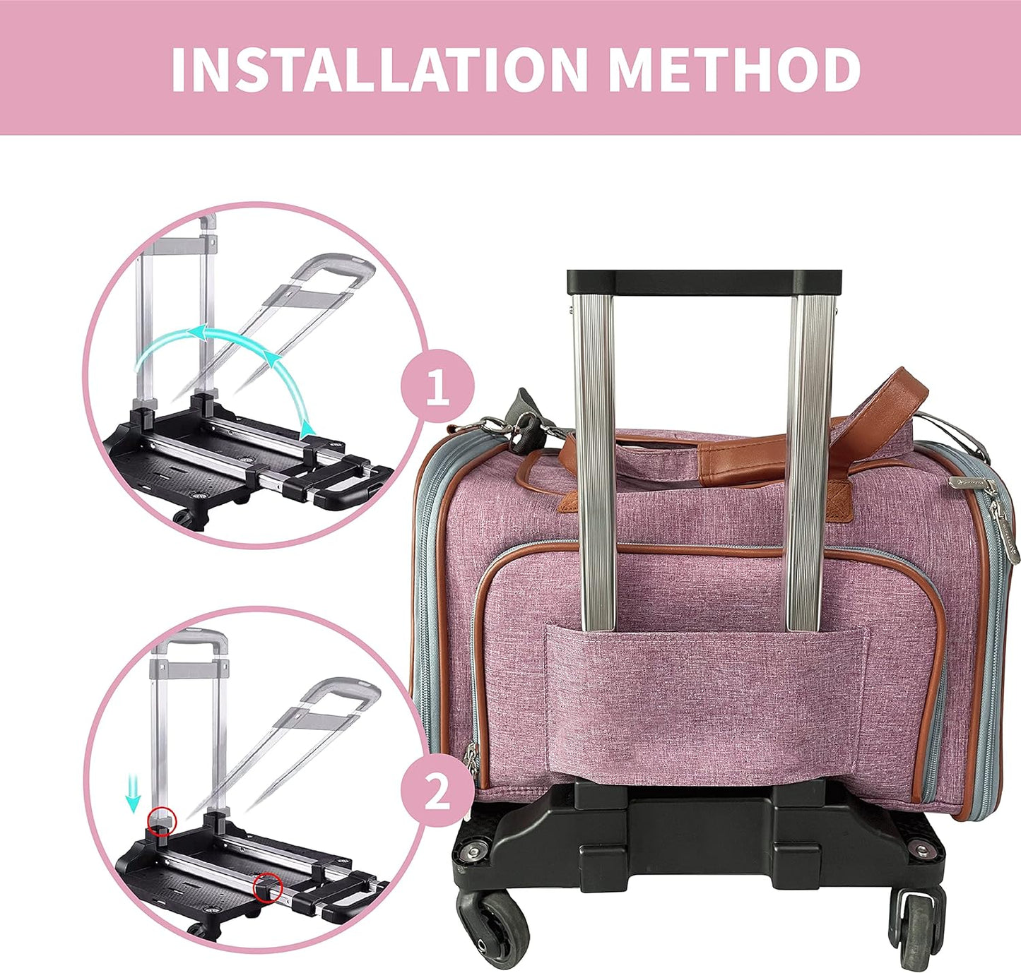 Mr. Peanut's Spinner Wheelbase Luggage Cart, Adding Rolling Functionality to Bags & Pet Carriers - Image 4
