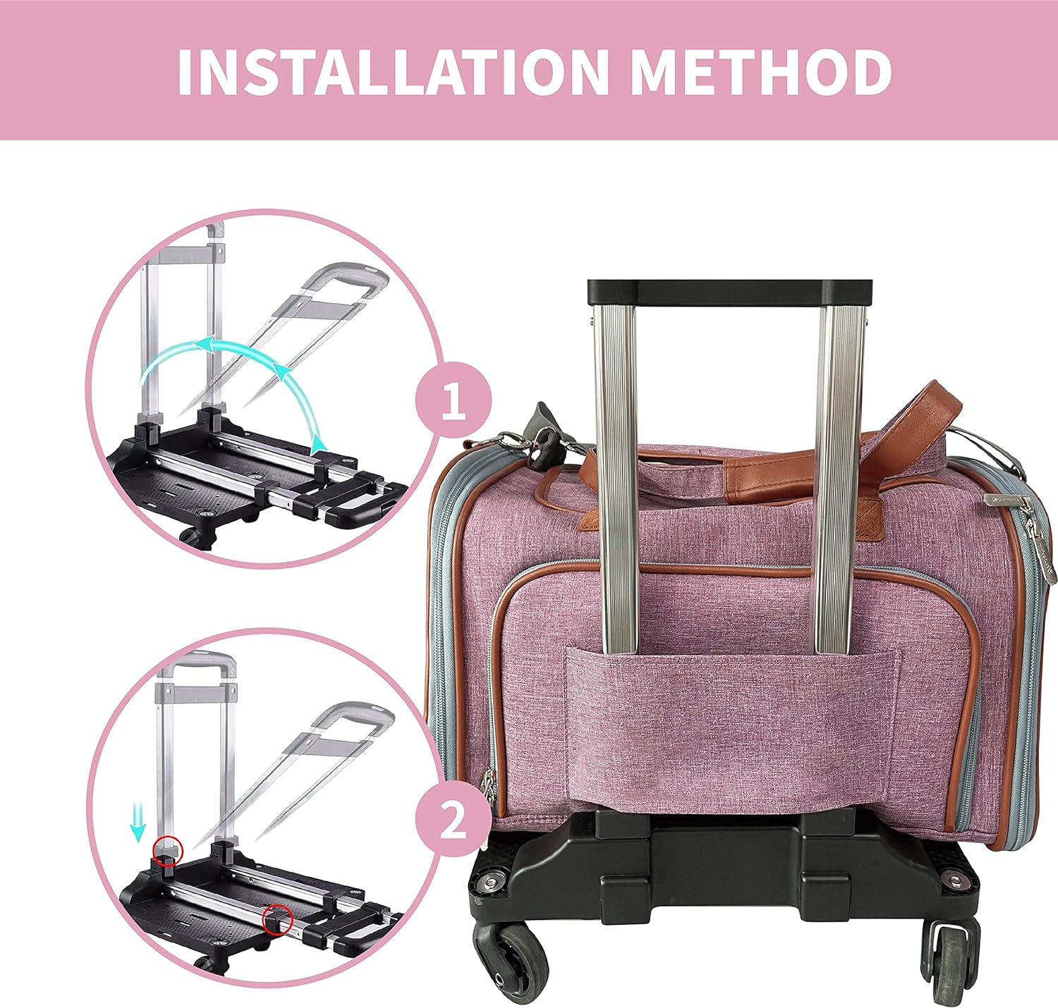 Mr. Peanut's Spinner Wheelbase Luggage Cart, Adding Rolling Functionality to Bags & Pet Carriers - Image 4