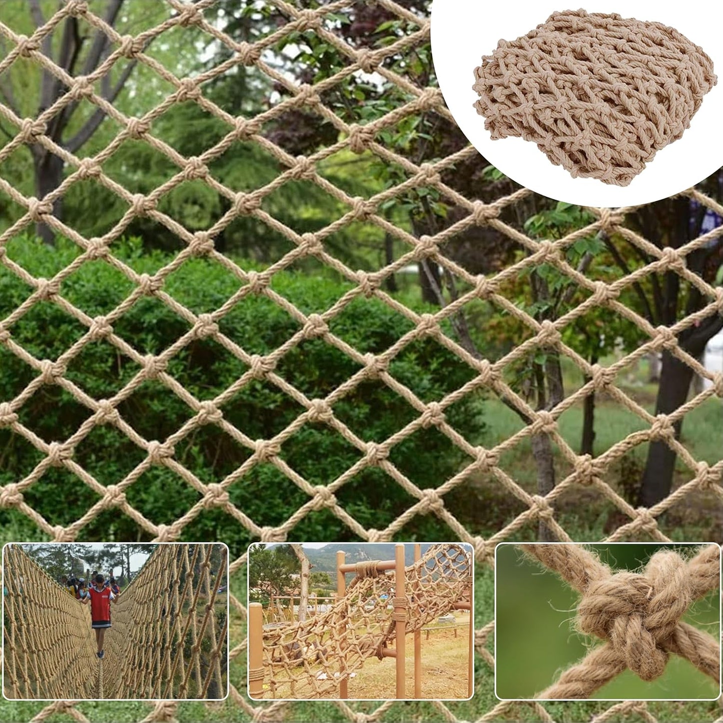 Cingfanlu safety hemp rope net installed on balcony railing