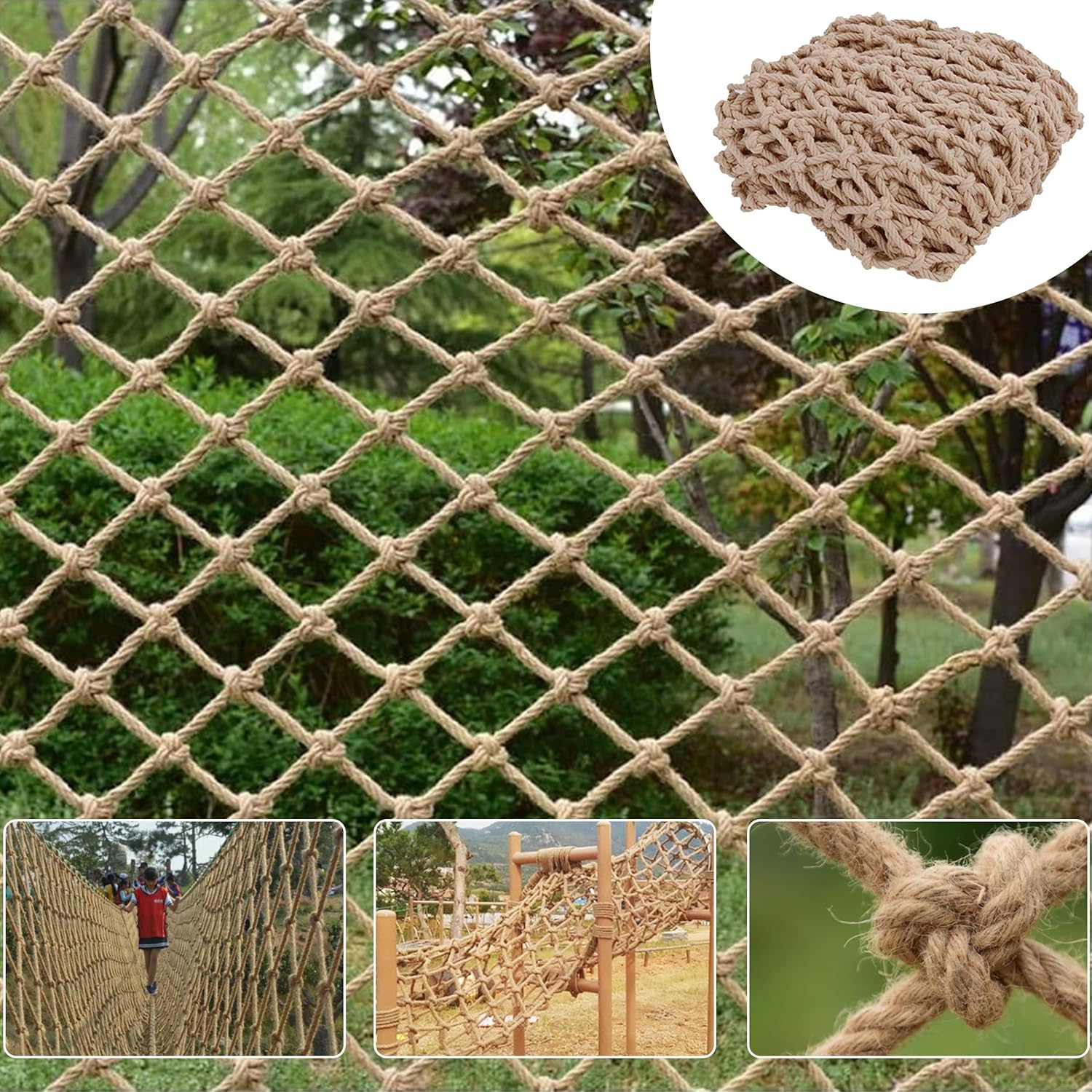 Cingfanlu safety hemp rope net installed on balcony railing