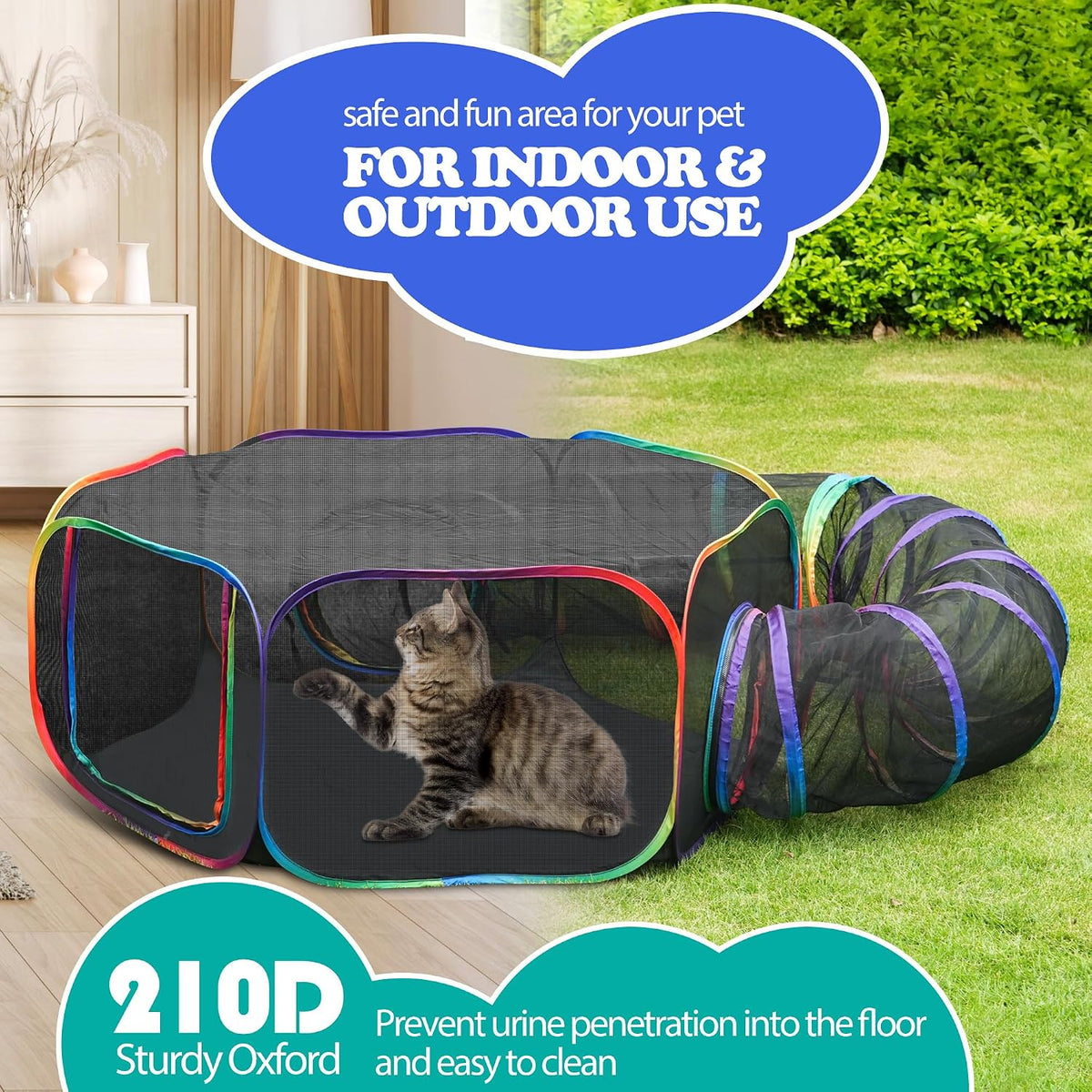 PLITTPETTS secure mesh catio with included plastic stakes for outdoor stability